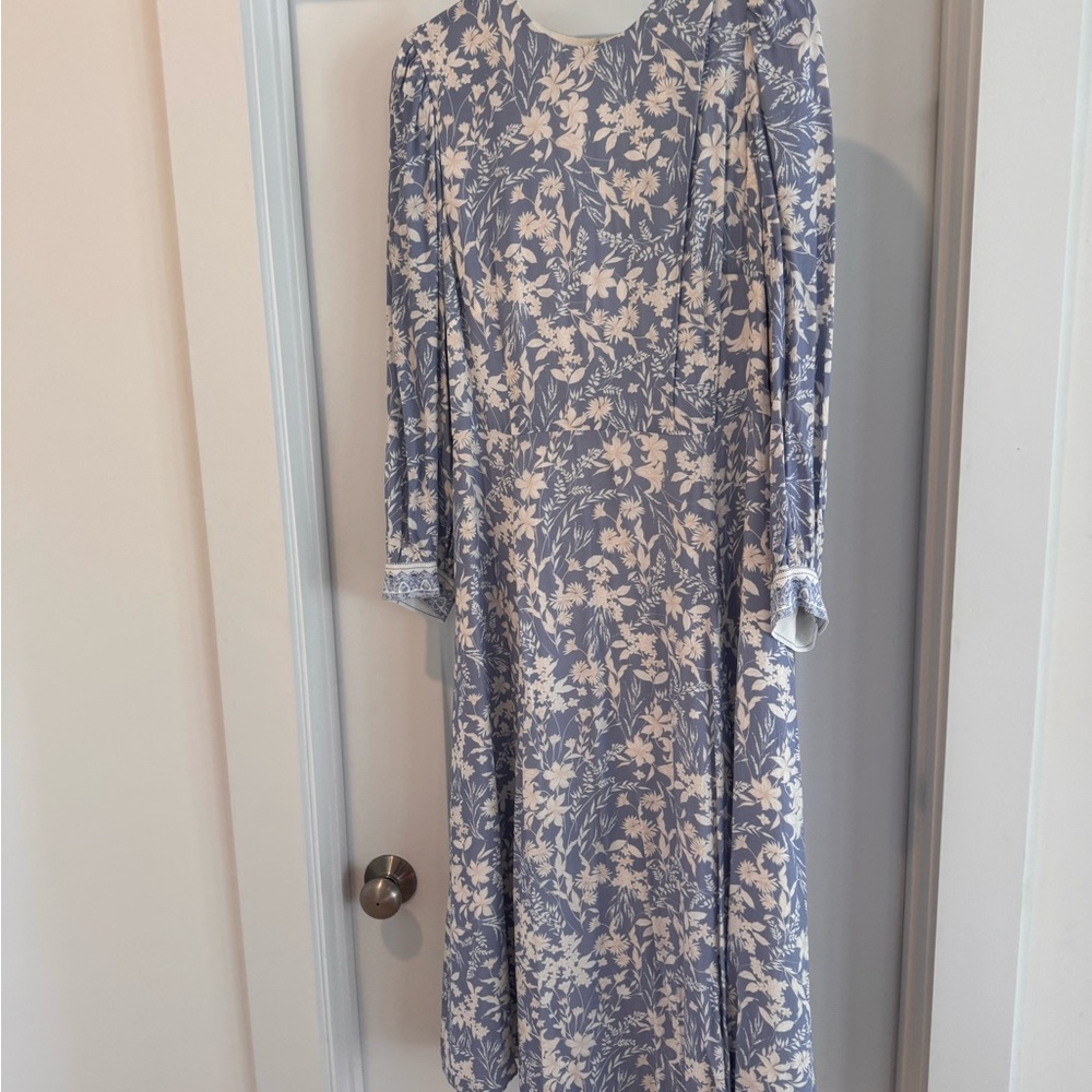 ANTONIO MELANI Blue and White Floral Midi Dress
